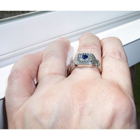 STAINLESS STEEL Synthetic Montana CZ Watch Band Style Band Men's Ring - Picture 4 of 15